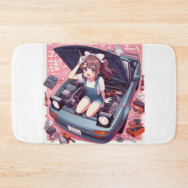 Item preview, Cute Anime Girl Mechanic Posing On Car designed and sold by TeesByPatrick.