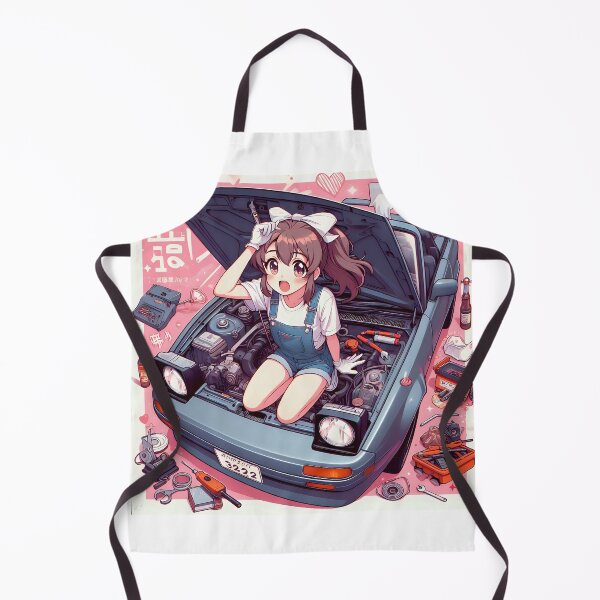 Item preview, Cute Anime Girl Mechanic Posing On Car designed and sold by TeesByPatrick.