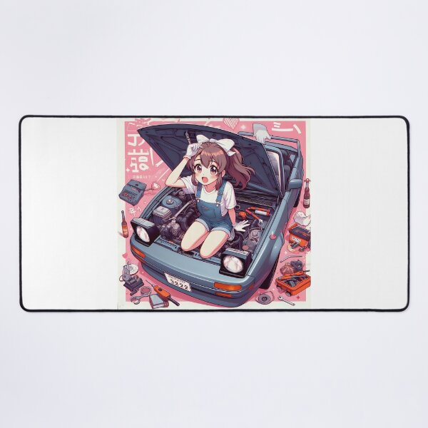 Item preview, Cute Anime Girl Mechanic Posing On Car designed and sold by TeesByPatrick.