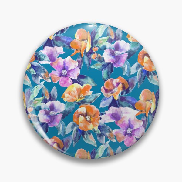 Item preview, big floral classic watercolor handmade blue designed and sold by Alessandro Remo Mazzoni Remotextiles.