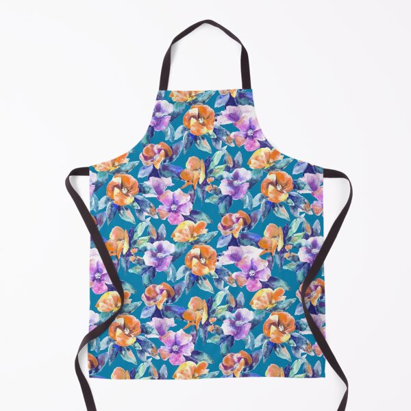 Item preview, big floral classic watercolor handmade blue designed and sold by Alessandro Remo Mazzoni Remotextiles.