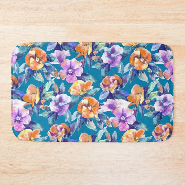 Item preview, big floral classic watercolor handmade blue designed and sold by Alessandro Remo Mazzoni Remotextiles.