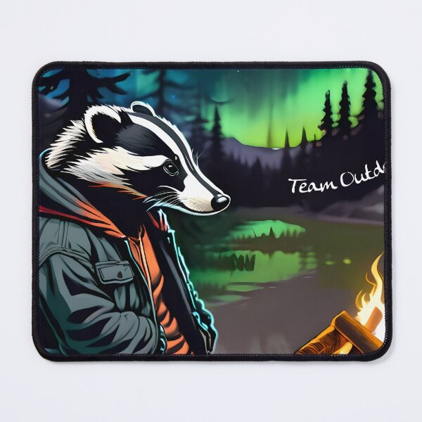 Item preview, Badger at the campfire, Badger around campfire, outdoor designed and sold by NiemandsKunst.