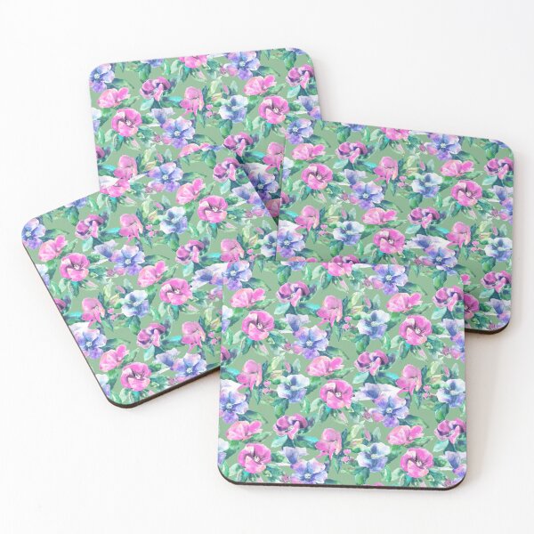 Item preview, Copy of big floral classic watercolor handmade green designed and sold by Alessandro Remo Mazzoni Remotextiles.