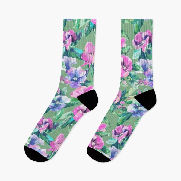 Item preview, Copy of big floral classic watercolor handmade green designed and sold by Alessandro Remo Mazzoni Remotextiles.