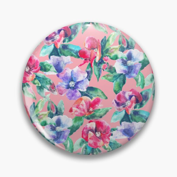 Item preview, Copy of big floral classic watercolor handmade pink designed and sold by Alessandro Remo Mazzoni Remotextiles.