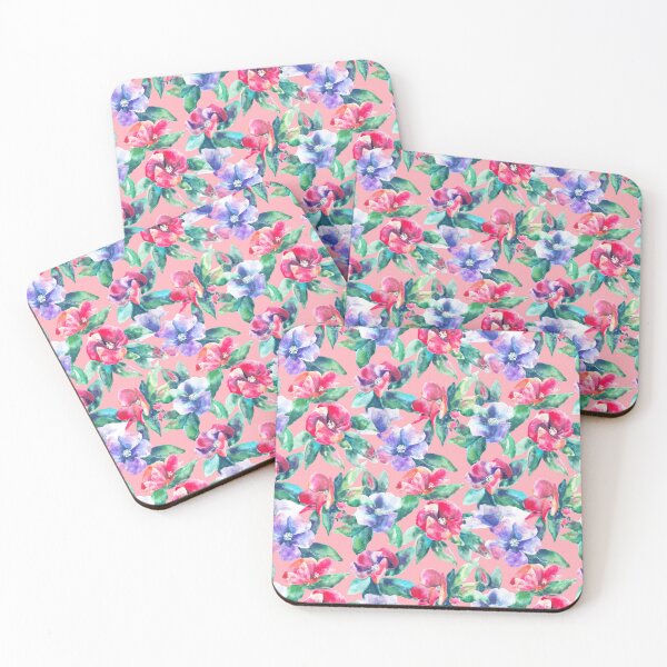 Item preview, Copy of big floral classic watercolor handmade pink designed and sold by Alessandro Remo Mazzoni Remotextiles.