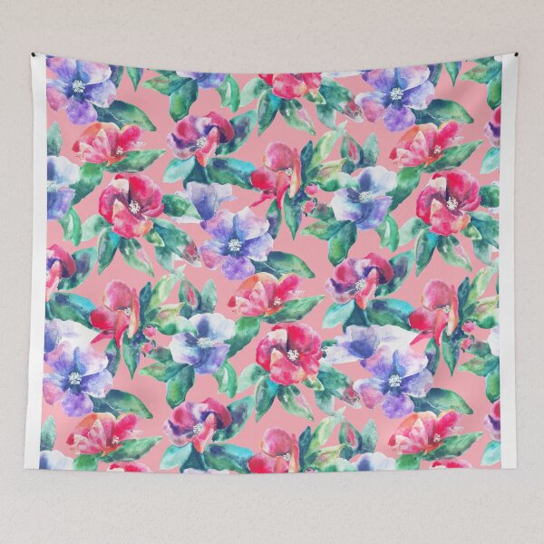 Item preview, Copy of big floral classic watercolor handmade pink designed and sold by Alessandro Remo Mazzoni Remotextiles.