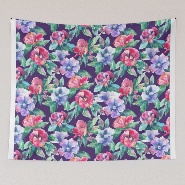 Item preview, Copy of big floral classic watercolor handmade blue designed and sold by Alessandro Remo Mazzoni Remotextiles.