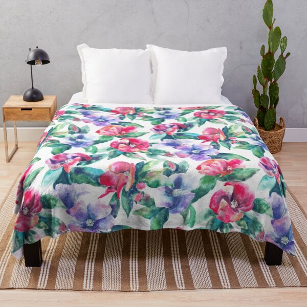Item preview, Copy of big floral classic watercolor handmade white designed and sold by Alessandro Remo Mazzoni Remotextiles.
