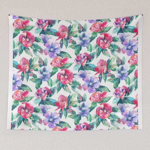 Item preview, Copy of big floral classic watercolor handmade white designed and sold by Alessandro Remo Mazzoni Remotextiles.