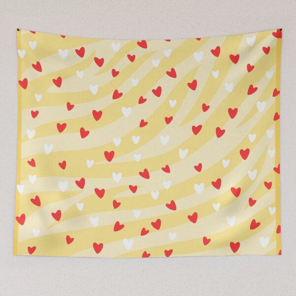 Item preview, Seamless pattern with red and white hearts on a yellow background. abstract hearts pattern background for valentine 's day designed and sold by APHIDAT-TA.