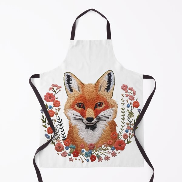 Item preview, Red fox forest flowers floral Embroidery hand stitched cottage core colorful pattern thread designed and sold by TankandDPS.