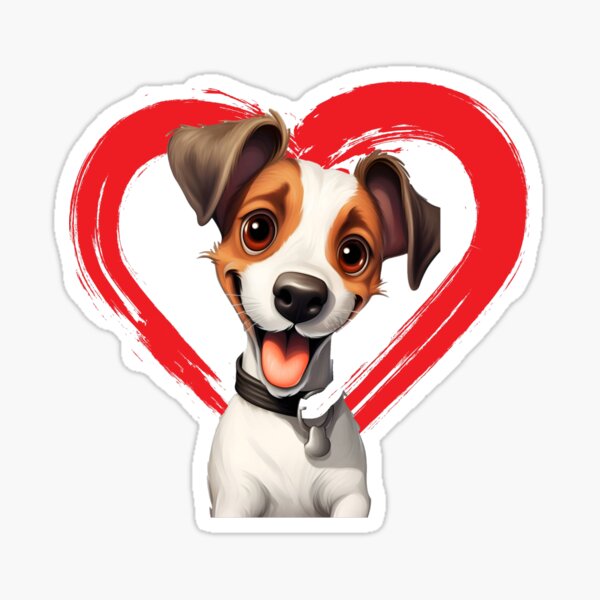 Item preview, Jack Russell Terrier Cartoon in Love Heart swoosh  designed and sold by For Dog Sake!®.