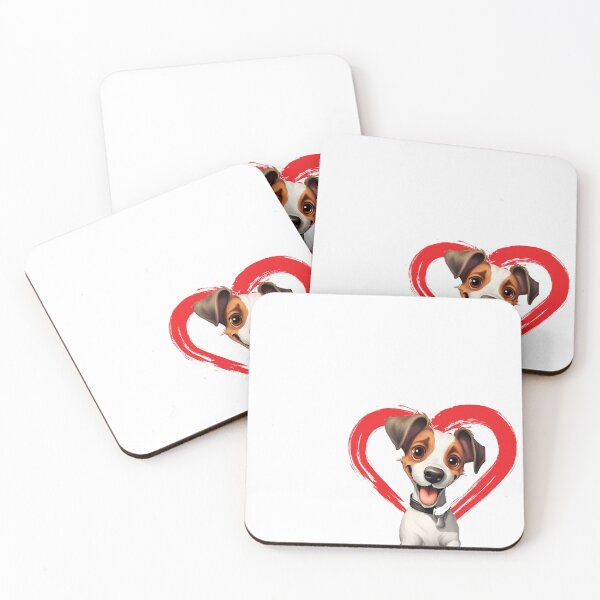 Item preview, Jack Russell Terrier Cartoon in Love Heart swoosh  designed and sold by For Dog Sake!®.