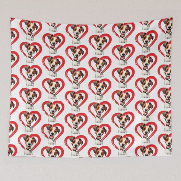 Item preview, Jack Russell Terrier Cartoon in Love Heart swoosh  designed and sold by For Dog Sake!®.