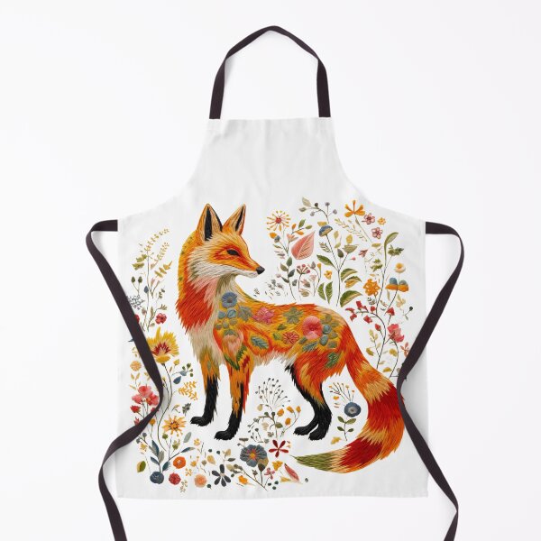Item preview, Wild Red fox forest flowers floral Embroidery hand stitched cottage core colorful pattern thread designed and sold by TankandDPS.