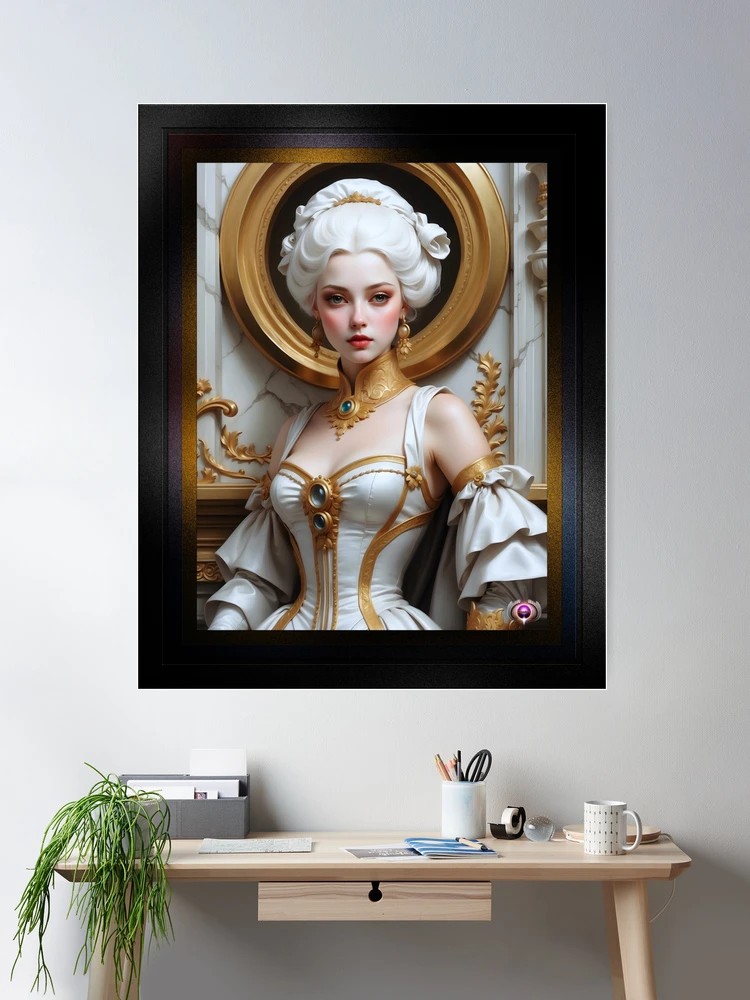 Lady Althia White Beautiful AI Concept Art Portrait by Xzendor7Room Decor Poster Art Print