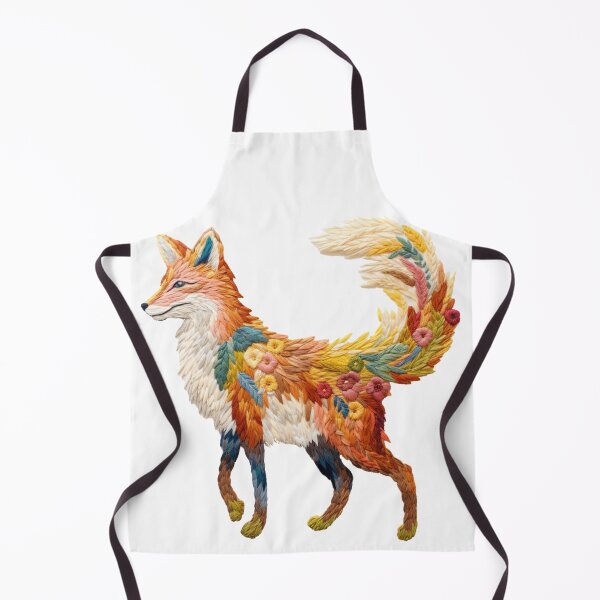 Item preview, Large Wild Red fox forest flowers floral Embroidery hand stitched cottage core colorful pattern thread designed and sold by TankandDPS.