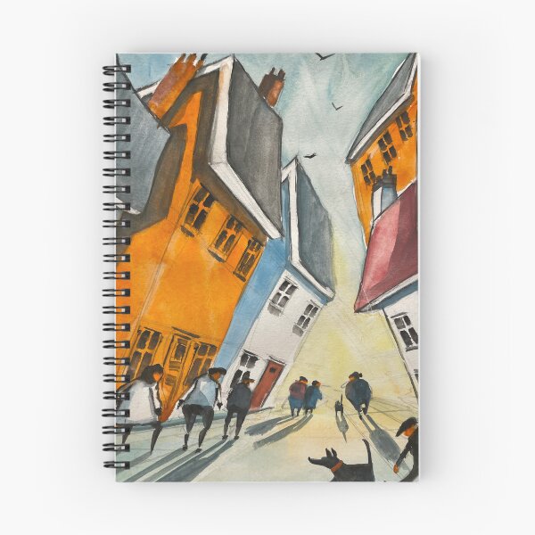 Item preview, Steet sunset with dog walker watercolour painting print designed and sold by Jam3x.