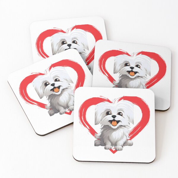 Item preview, Maltese Cartoon in Love Heart swoosh  designed and sold by For Dog Sake!®.