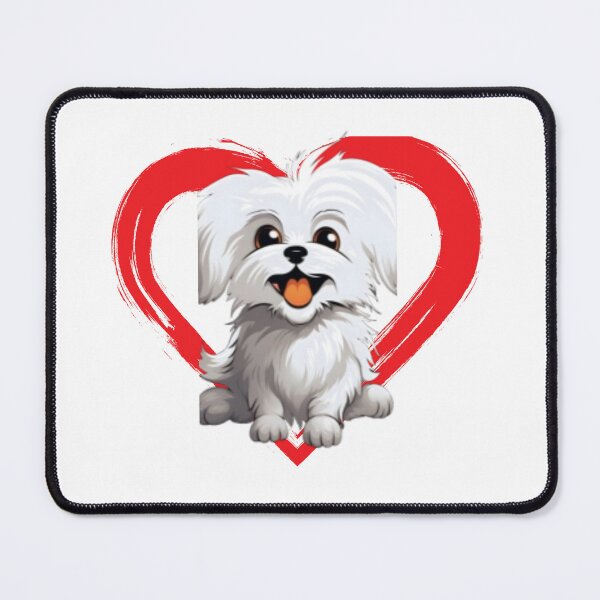 Item preview, Maltese Cartoon in Love Heart swoosh  designed and sold by For Dog Sake!®.