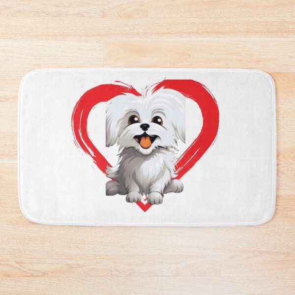 Item preview, Maltese Cartoon in Love Heart swoosh  designed and sold by For Dog Sake!®.