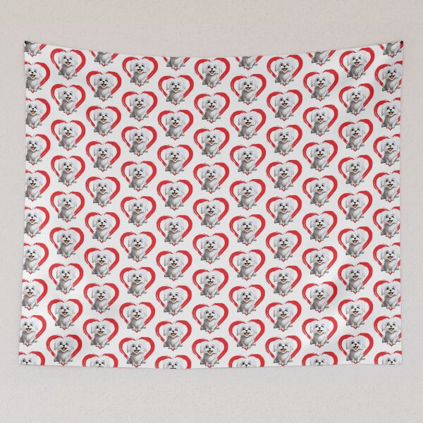 Item preview, Maltese Cartoon in Love Heart swoosh  designed and sold by For Dog Sake!®.