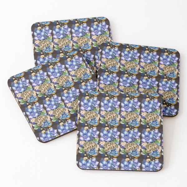 Item preview, you are worthy, against a background of blue and gold blooming flowers designed and sold by Creativesphotos.