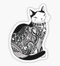 Pegatina Gato en tatuaje tribal