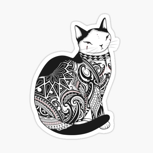 Cat in Tribal Tattoo Sticker