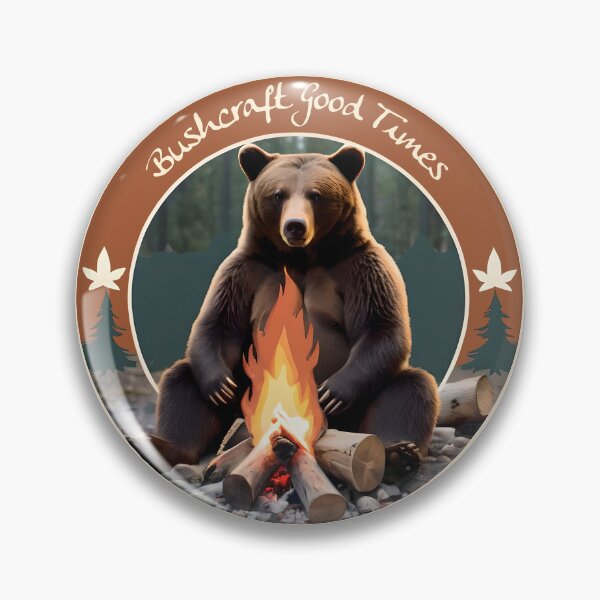 Item preview, Outdoor bushcraft logo, bear by the fire designed and sold by NiemandsKunst.