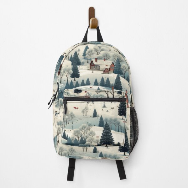 Item preview, Cottages on the hillside in snow seamless pattern tile designed and sold by MiraCleAI.
