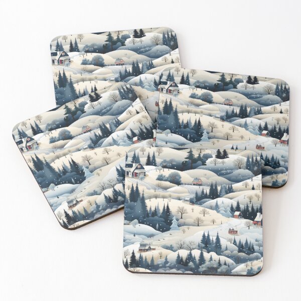 Item preview, Cottages on the hillside in snow seamless pattern tile designed and sold by MiraCleAI.