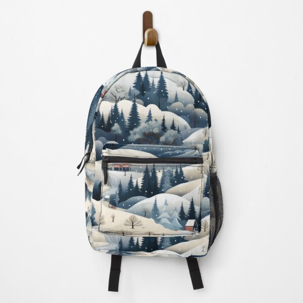 Item preview, Cottages on the hillside in snow seamless pattern tile designed and sold by MiraCleAI.