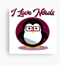 I love nerds penguin with glasses Canvas Print