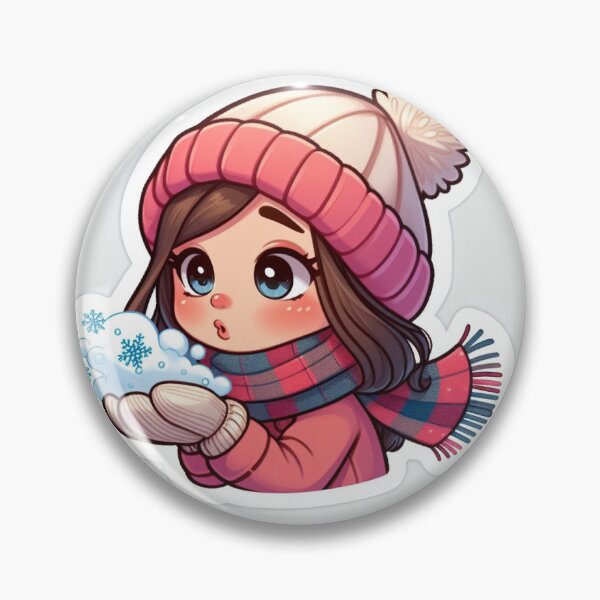 Item preview, cute girl delicately cradles snow in her palms - from stickers set designed and sold by naivnoia.