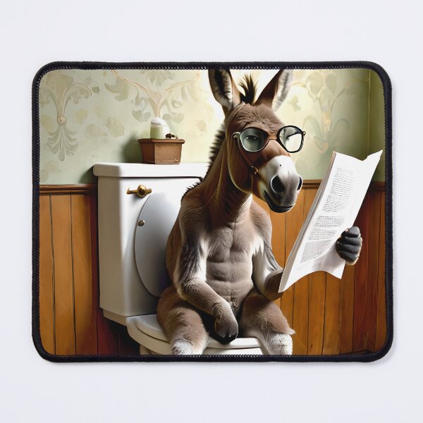 Item preview, Donkey on toilet, donkey on toilet bowl designed and sold by NiemandsKunst.