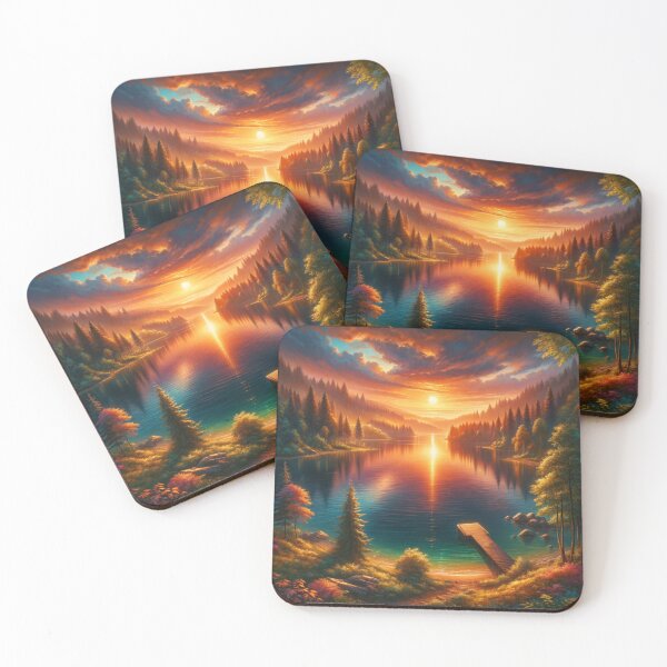 Item preview, Serene Lakeside Sunset designed and sold by BestArtByArvind.