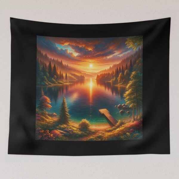 Item preview, Serene Lakeside Sunset designed and sold by BestArtByArvind.