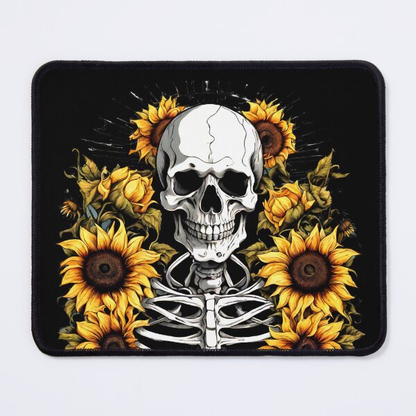 Item preview, Bones and botany skull in sunflowers tattoo Style designed and sold by CyberArtistOne.
