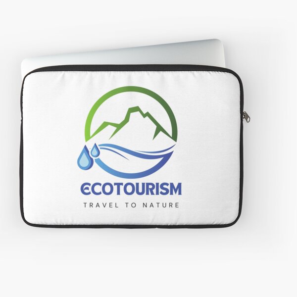 Ecotourism Travel to nature - Green Mountain Blue Water Logo Laptop Sleeve