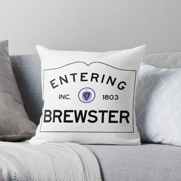 Entering Brewster - Commonwealth of Massachusetts Road Sign Throw Pillow