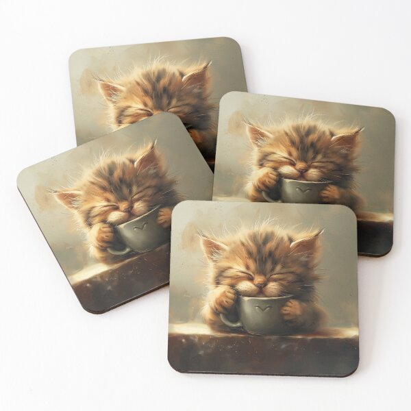 Item preview, Cute and grumpy kitten with coffee cup - not a morning person designed and sold by Daydreamsatdawn.