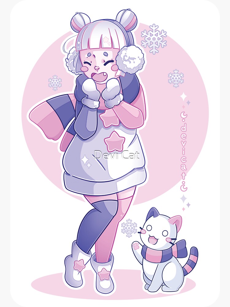 Thumbnail 3 of 3, Sticker, CandiCat Snow Chibi • 2024 • Variant 1  designed and sold by devicatoutlet.
