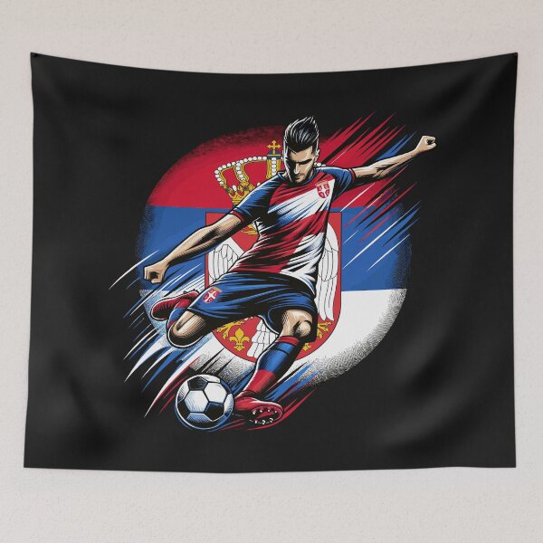 Item preview, Dynamic Serbia Soccer Star in Action - Vector Design designed and sold by SerhiiArt.