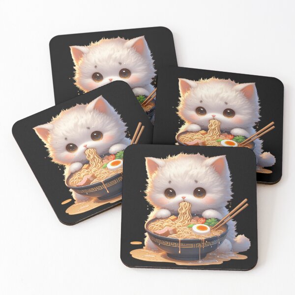 Item preview, Kawaii Kitten Eating Ramen designed and sold by Totally4Ryo.