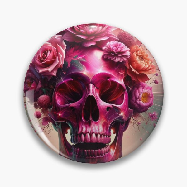 Item preview,  Pink Skull With Floral And Butterfly Expression designed and sold by mymagicstoreus.
