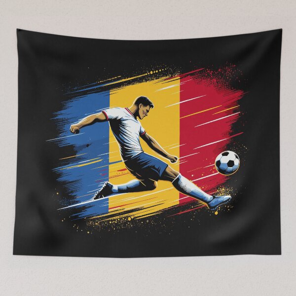 Item preview, Dynamic Romania Soccer Star in Action - Vector Design designed and sold by SerhiiArt.