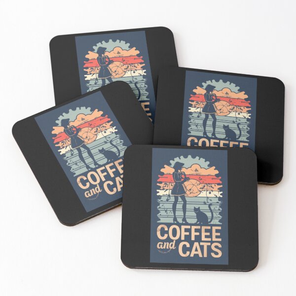 Item preview, vintage retro girls coffee and cats v51 designed and sold by FenwickDesign99.